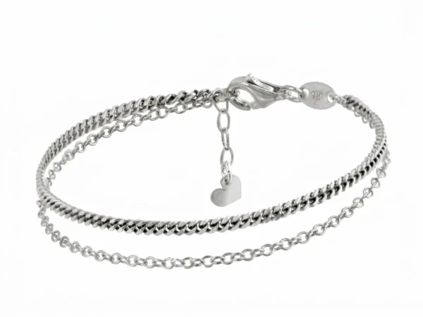 Pulsera doble cadena plata
