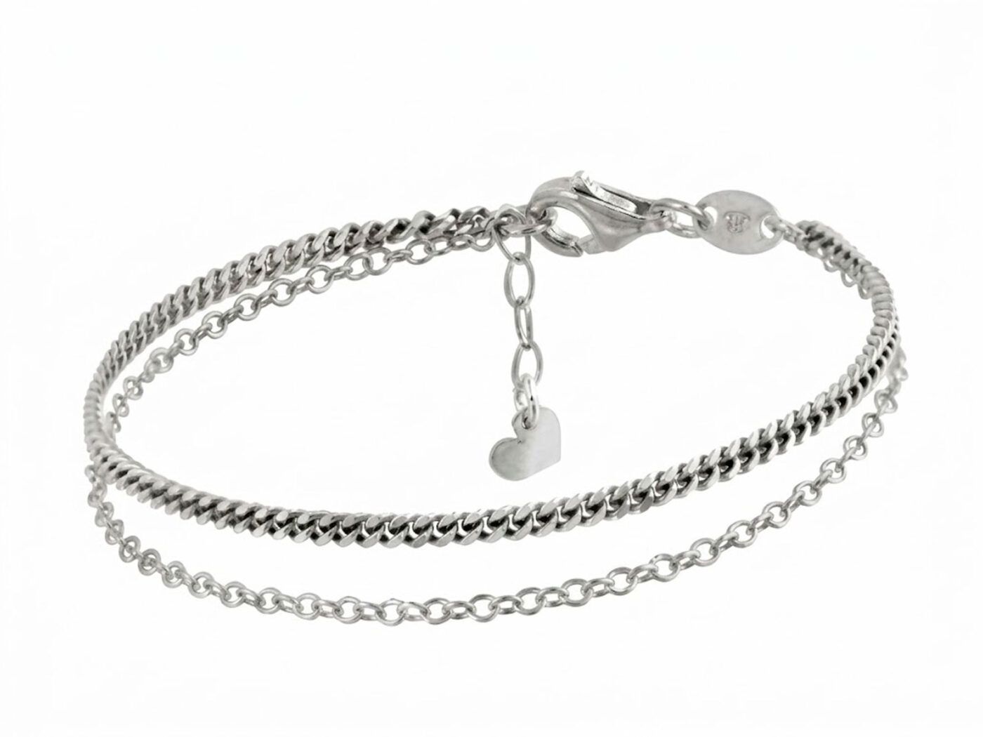 Pulsera doble cadena plata