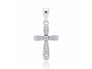 Cruz de oro blanco con circonitas
