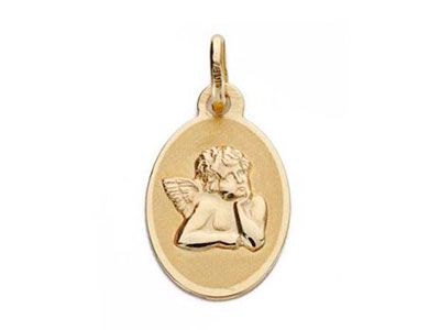 Medalla ángel oval oro