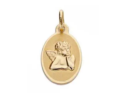 Medalla ángel oval oro