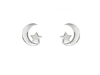 Pendientes plata luna estrella