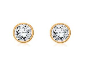 Pendientes plata chatón dorado