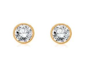 Pendientes plata chatón dorado