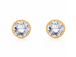 Pendientes plata chatón dorado