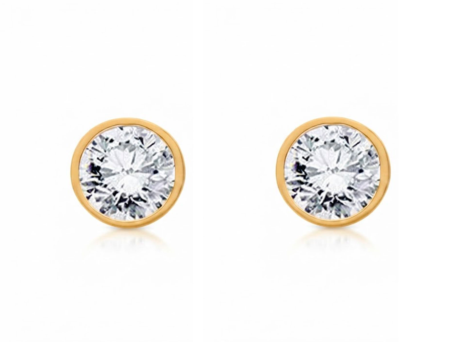 Pendientes plata chatón dorado