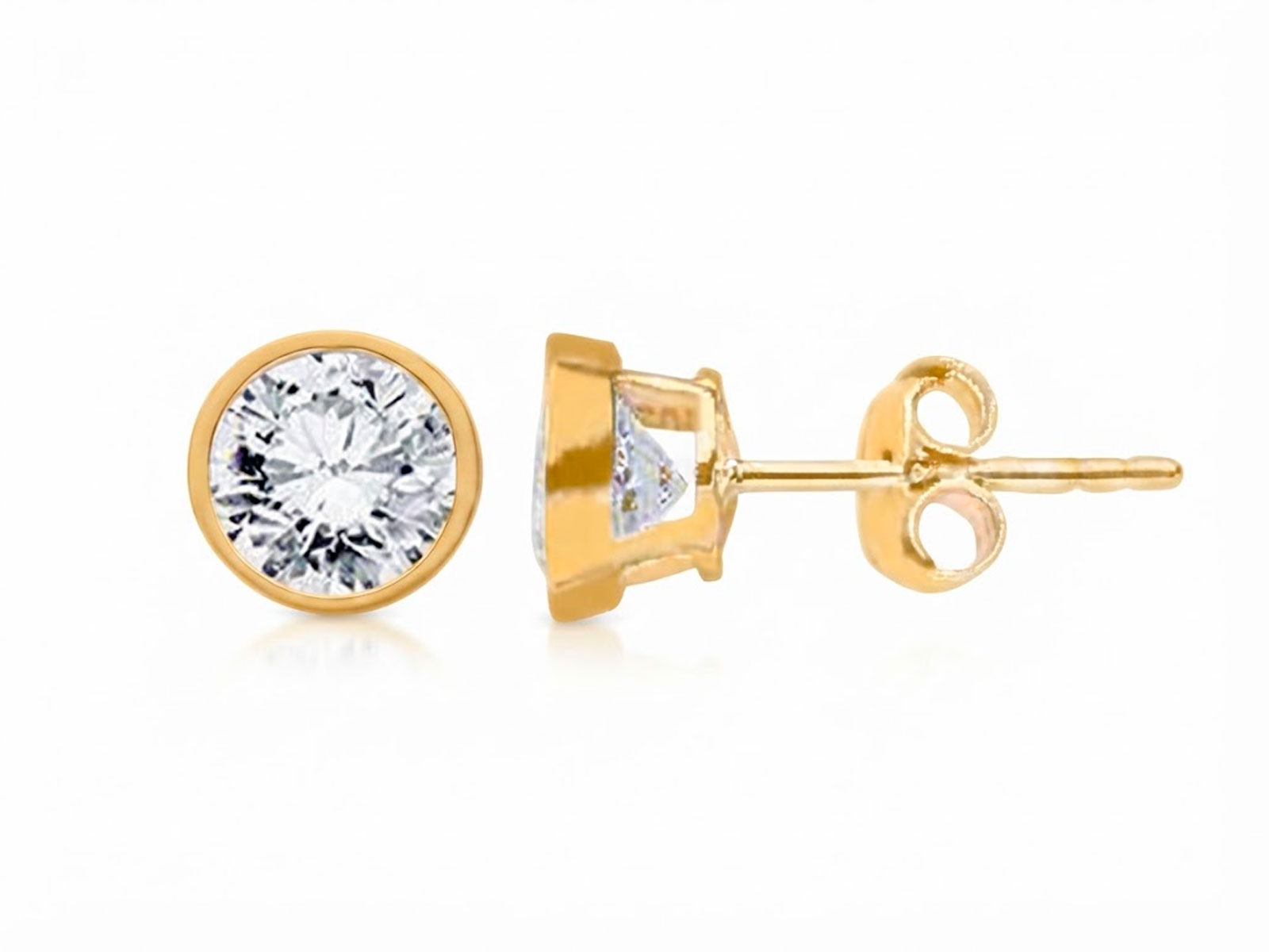 Pendientes plata chatón dorado