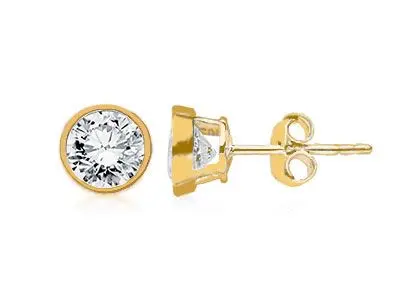 Pendientes plata chatón dorado