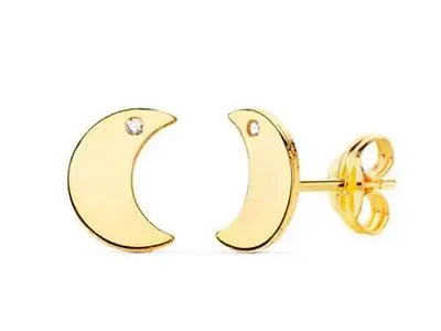 Pendientes oro luna grande
