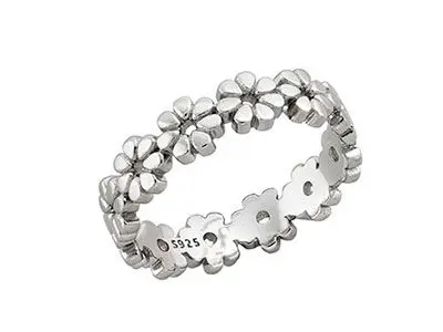 Anillo de plata flores