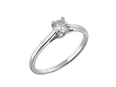 Solitario plata garras circonita