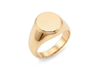 Sello oval liso macizo en oro amarillo