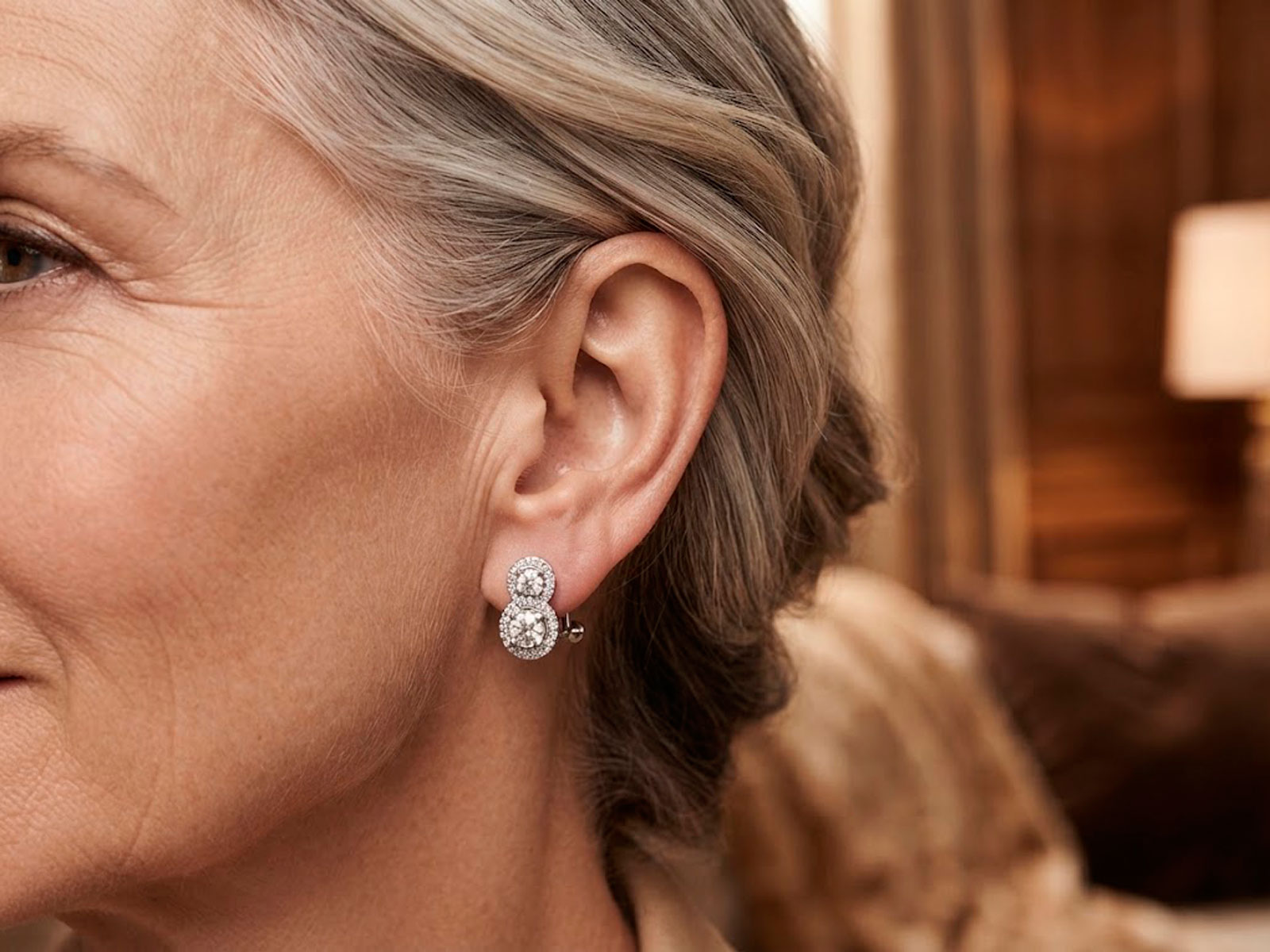 Pendientes de plata doble roseton cierre omega