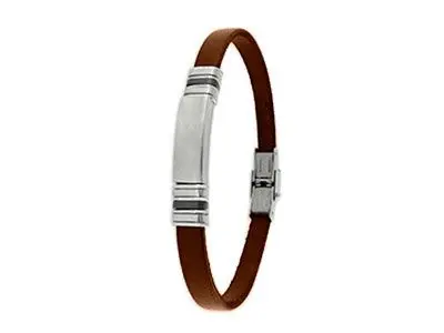 Pulsera cuero marrón placa