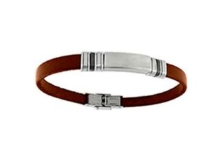 Pulsera cuero marrón placa