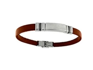 Pulsera cuero marrón placa