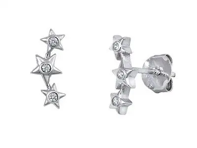 Pendientes plata trepadores estrellas