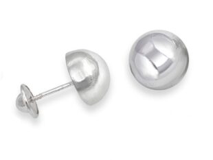 Pendientes plata media bola
