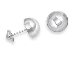 Pendientes plata media bola