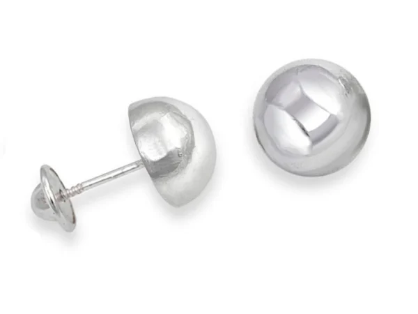 Pendientes plata media bola