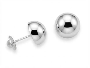 Pendientes plata media bola