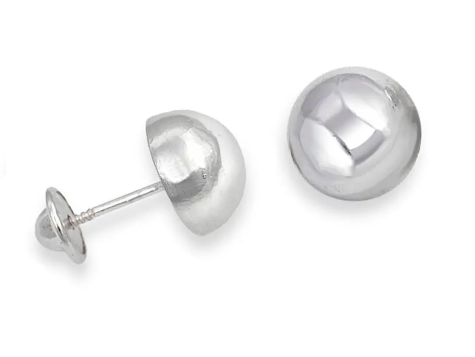 Pendientes plata media bola