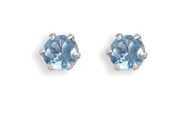 Pendientes de plata con circonita azul 6 garras