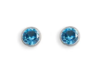 Pendientes chaton redondo circonita azul