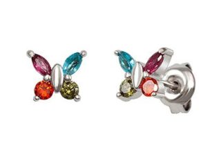 Pendientes plata mariposa color
