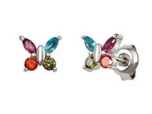 Pendientes plata mariposa color