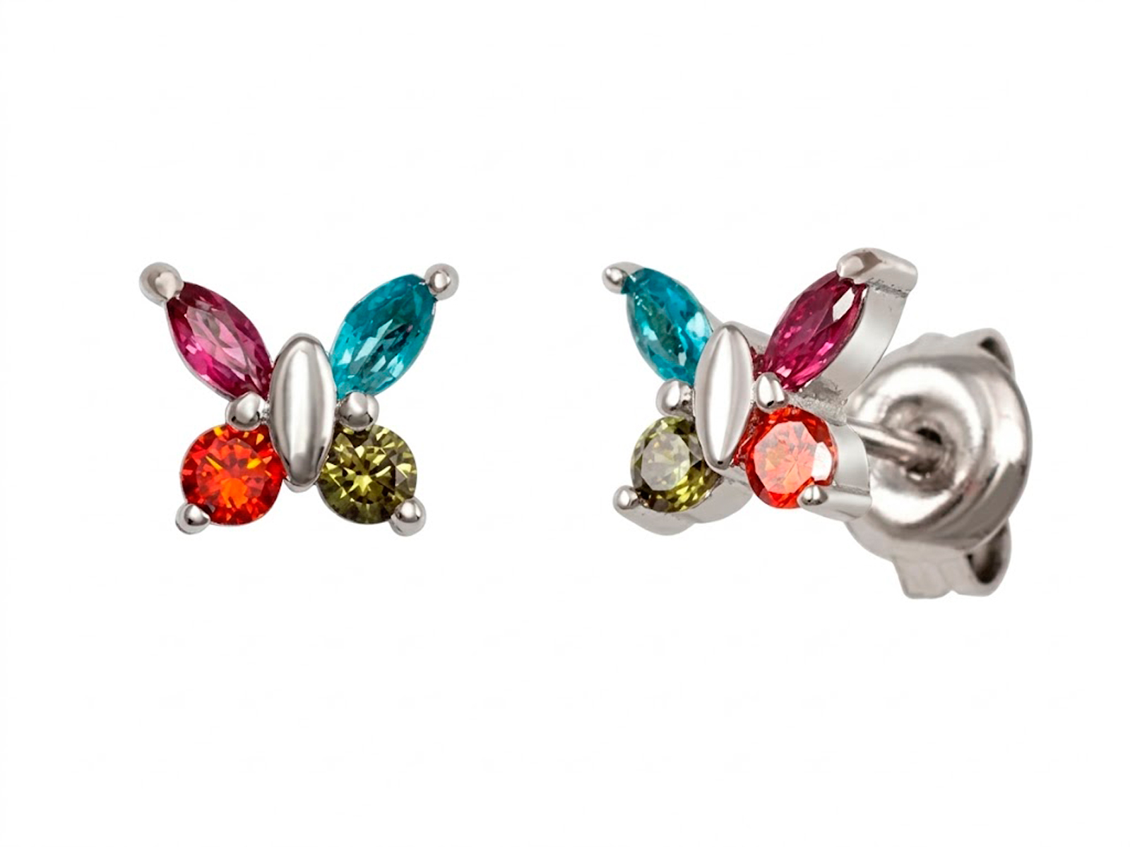 Pendientes plata mariposa color