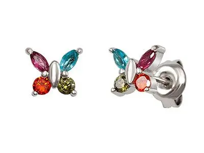 Pendientes plata mariposa color