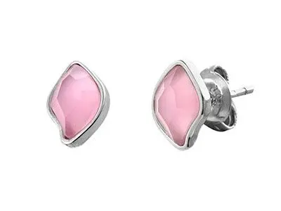 Pendientes plata hoja rosa