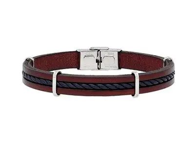 Pulsera cuero trenzado negro