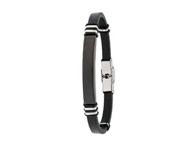 Pulsera cuero acero negro