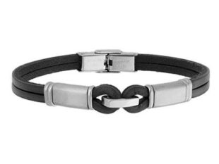 Pulsera cuero doble placa