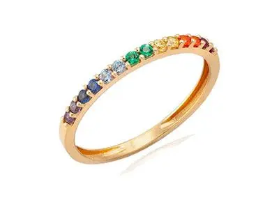 Anillo oro piedras multicolor