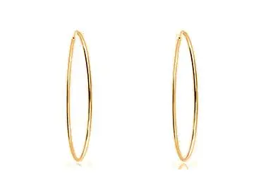 Aros de plata chapados en oro amarillo talla XL de 60 mm