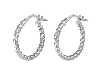 Aros de bolitas en plata de ley de 2 x 20 mm