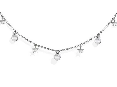 Gargantilla plata estrellas monedas