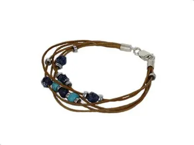Pulsera cueros piedras plata