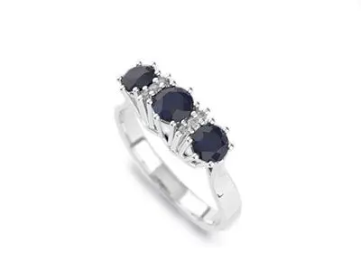 Anillo oro zafiros brillantes