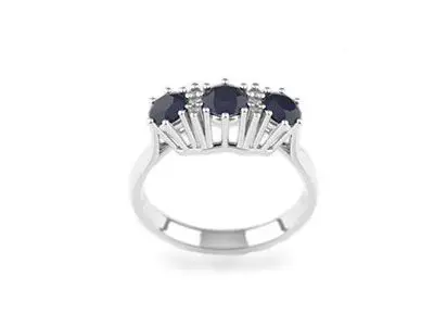 Anillo zafiros brillantes oro