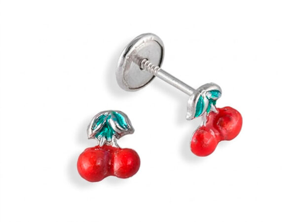 Pendientes plata cerezas esmaltadas