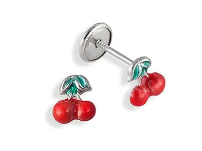Pendientes plata cerezas esmaltadas