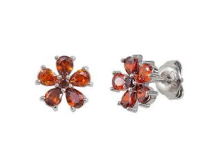 Pendientes plata flor ámbar