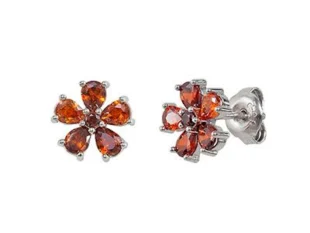 Pendientes plata flor ámbar