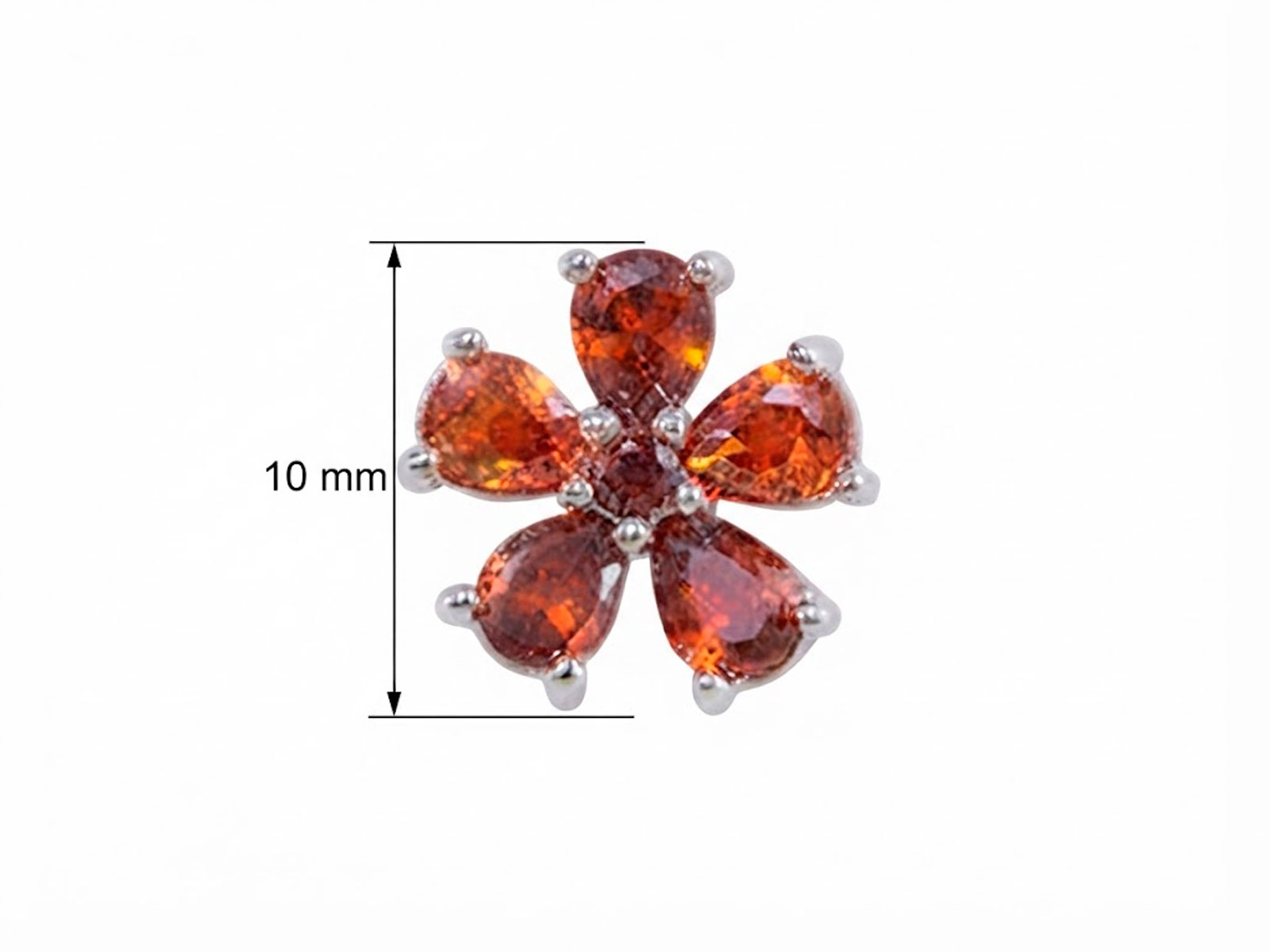 Pendientes de plata flor piedras color ambar