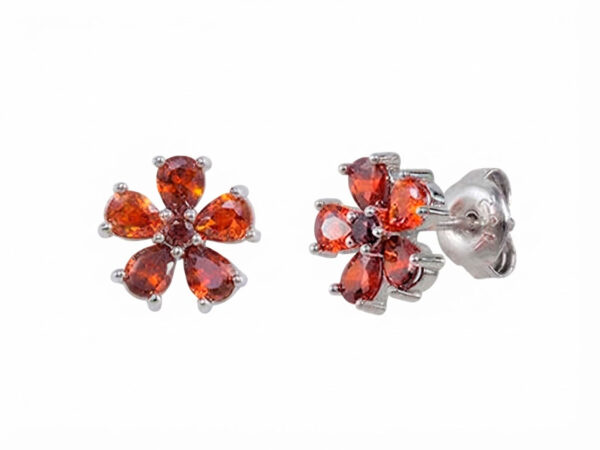 Pendientes plata flor ámbar