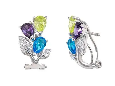 Pendientes plata piedras omega
